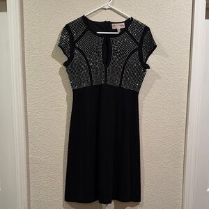 Philosophy Elegant Black Dress with Shimmering Silver Details